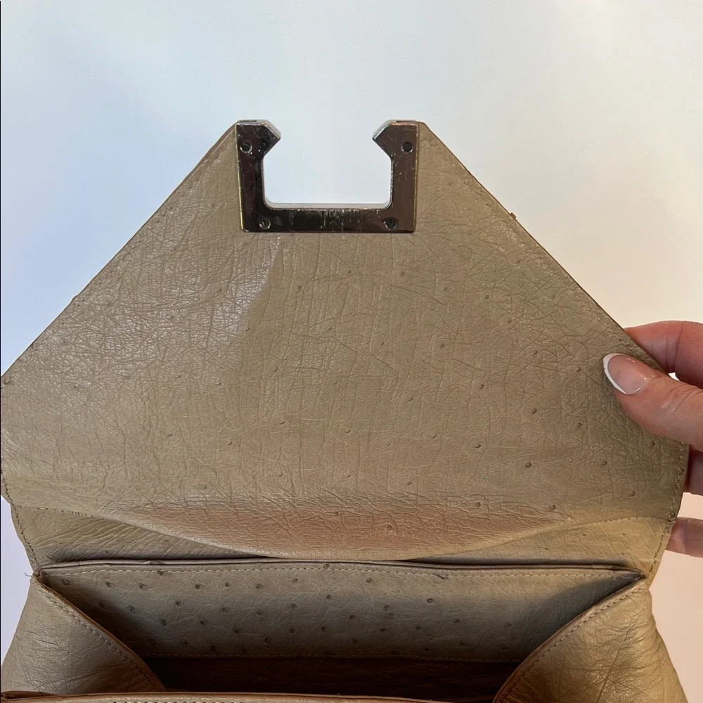 Kara Ross nude ostrich handbag with detachable shoulder strap - Picture 9 of 13